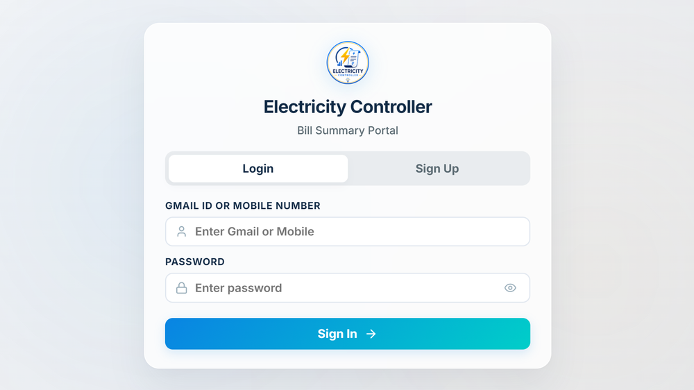 Electricity Controller App Interface